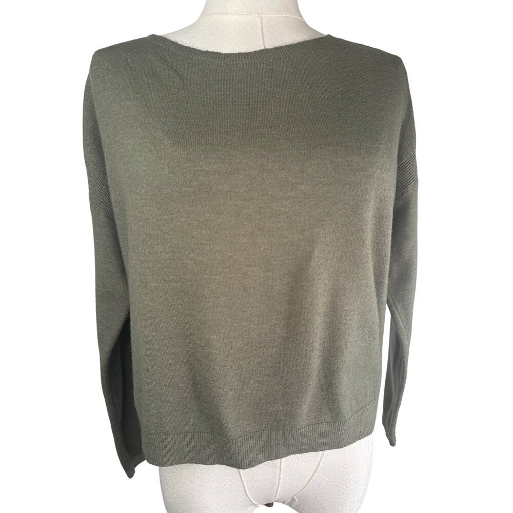 2/$30 Baci Womens M/L Olive Green Lightweight Knit Sweater Made In Italy